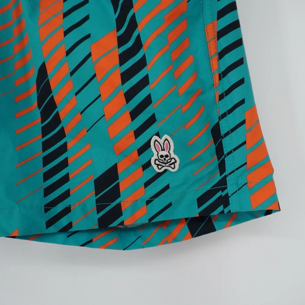 Psycho Bunny‎ Mens Swim Trunks Miami Teal Small All Over Print